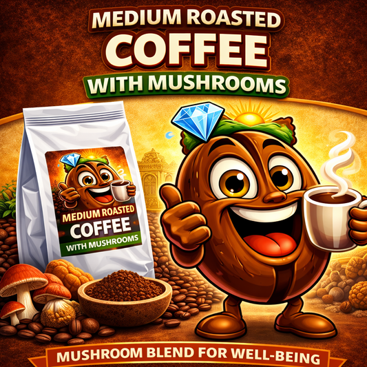 Medium Fresh Roasted Coffee with Mushrooms